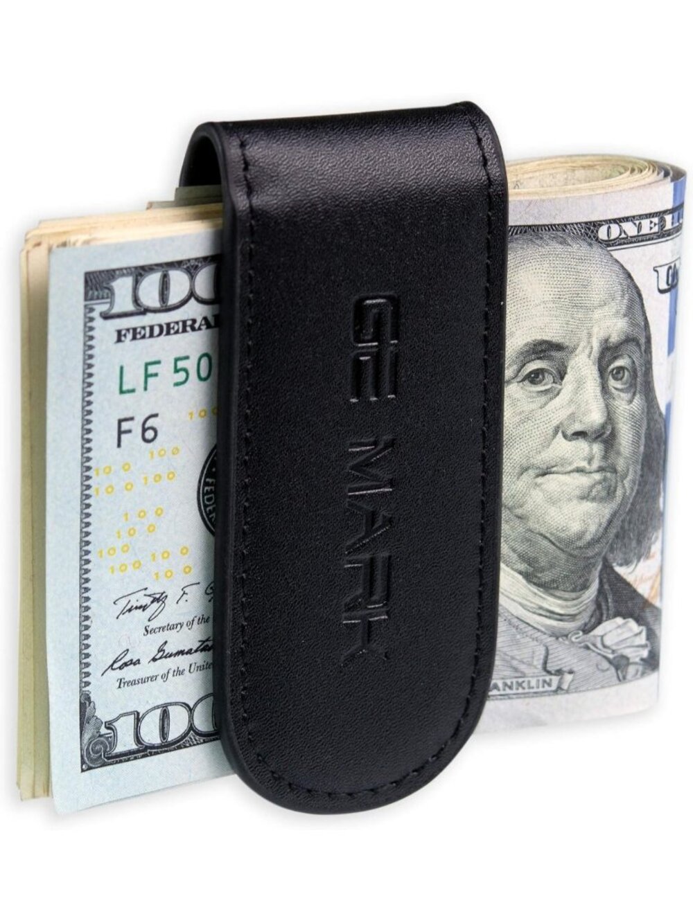 Stylish Leather Money Clip with Strong Magnets - Holds 30 Banknotes & Cards